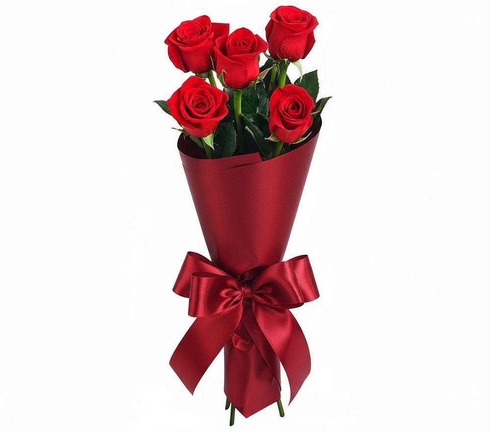 Букет 5 Красных роз Эдлесс Лав в Новогорном