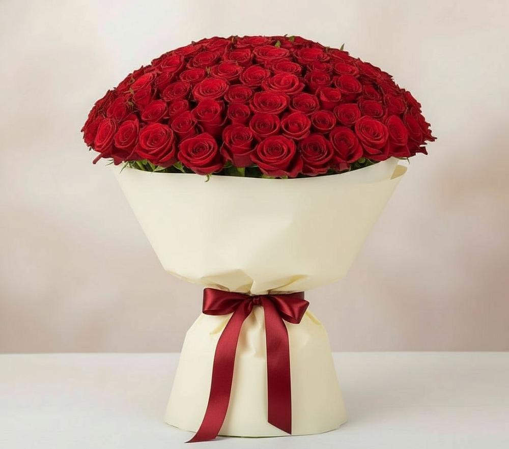 Букет 101 Красная роза Милано в Новогорном