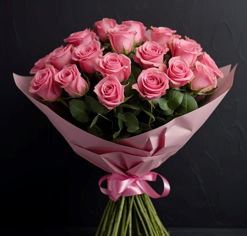 Букет 25 розовых роз в Новогорном