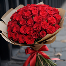 Букет 51 Красная роза Эдлесс Лав #REPLACE_PRED# Новогорном