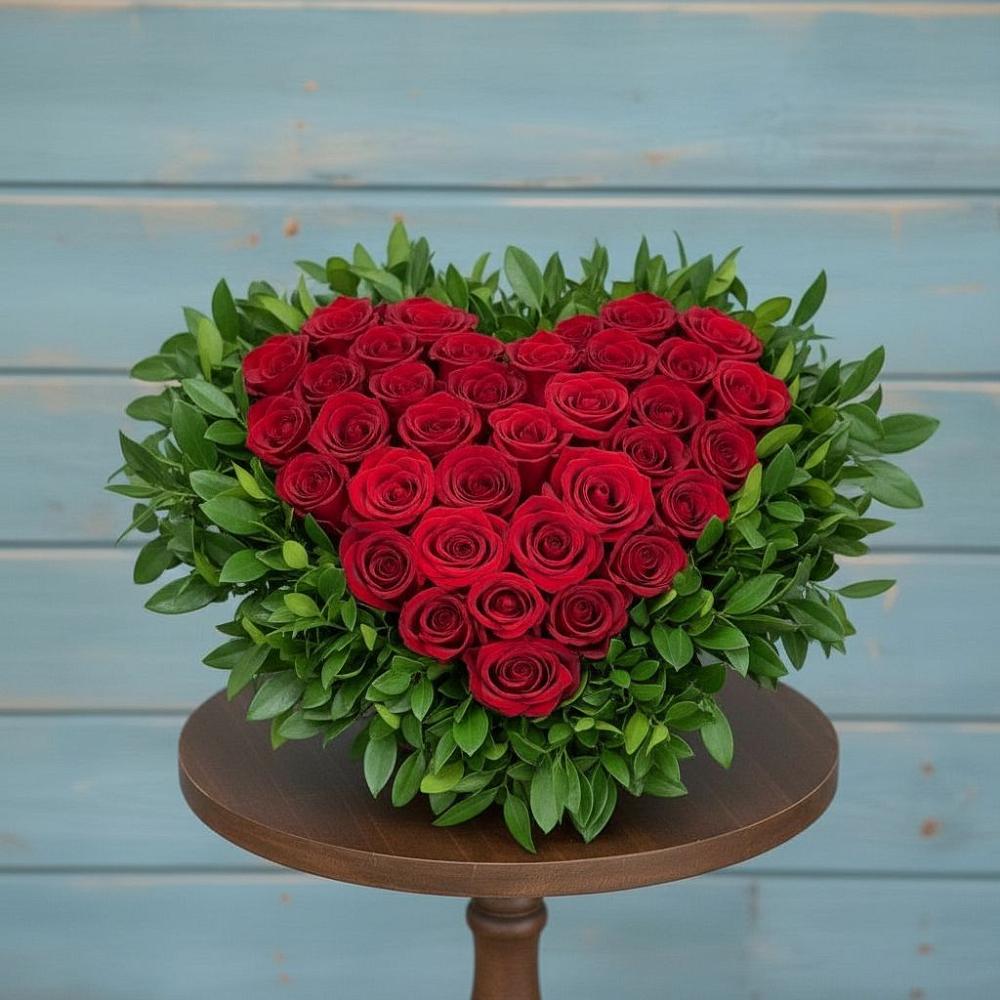 Цветочная композиция из Розы в виде сердца в Новогорном