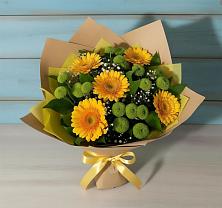 Букет цветов из:  Герберы и Хризантемы в Новогорном