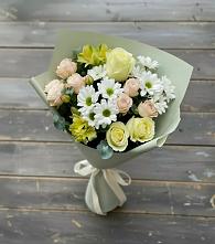 Букет цветов из:  Альстромерии, Розы и Хризантемы в Новогорном