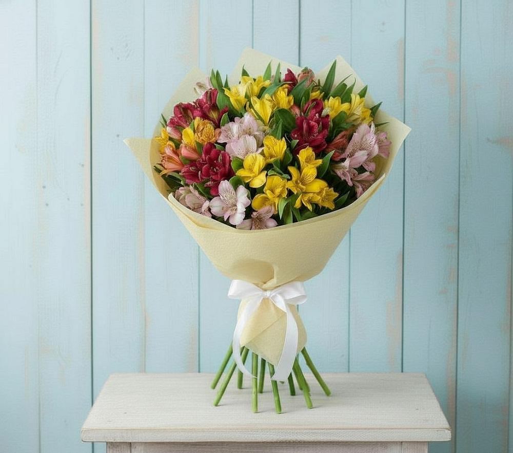 Букет цветов из: Альстромерии в Новогорном